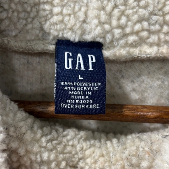Vintage GAP Teddy Sherpa Pullover Size Large Oatmeal Color Cozy Cabincore - Picture 2 of 6